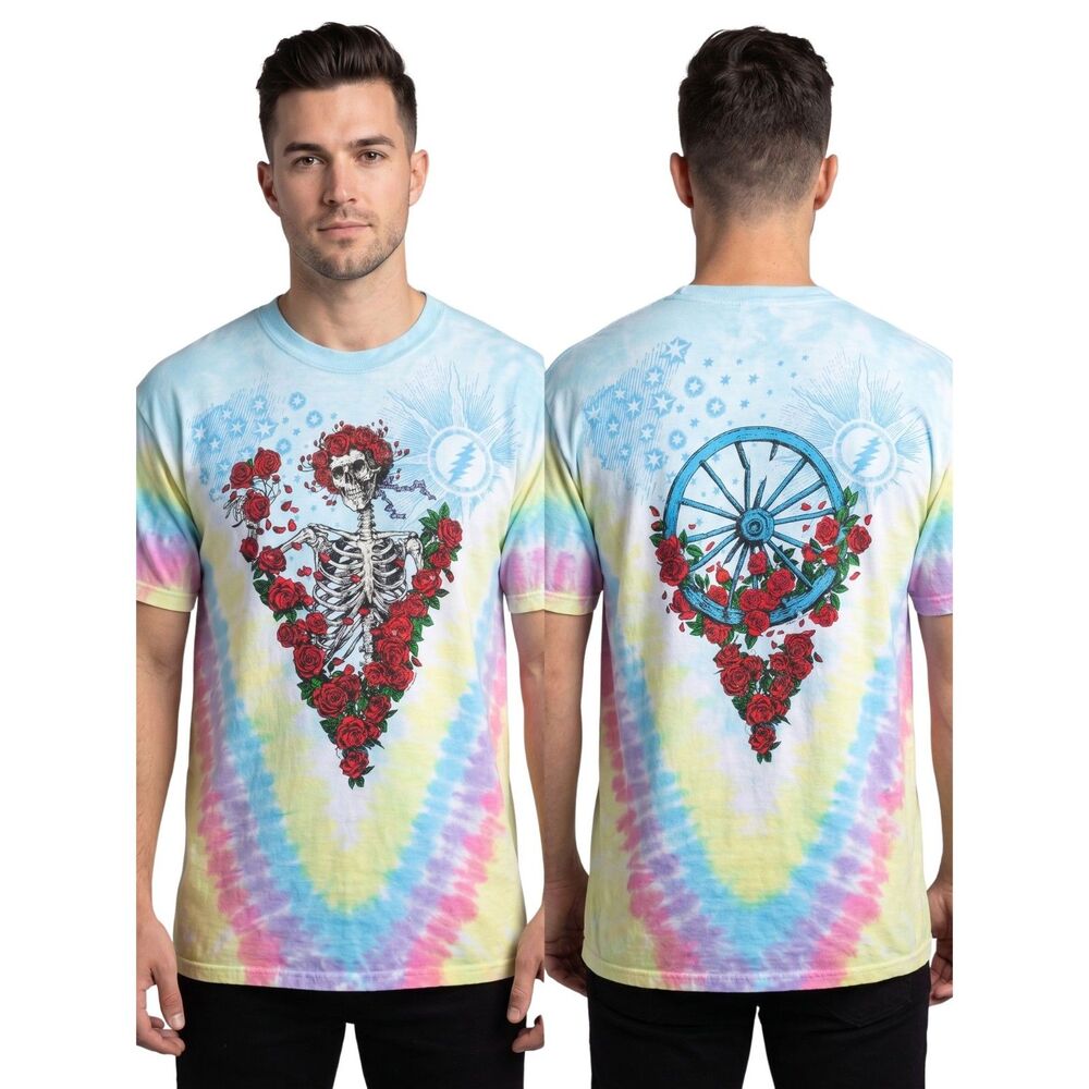 🌹 Liquid Blue Grateful Dead Tie Dye Shirt XL Bertha Skull Roses Band Tee